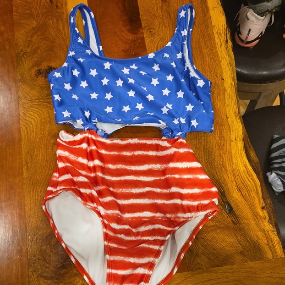 Art Class Blue and Red Star Stripe Swimsuit - Picture 1 of 3